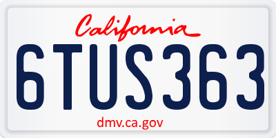CA license plate 6TUS363