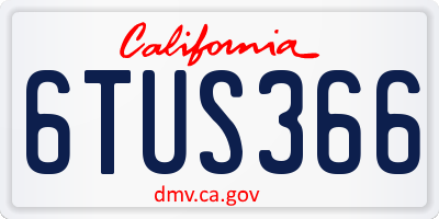 CA license plate 6TUS366