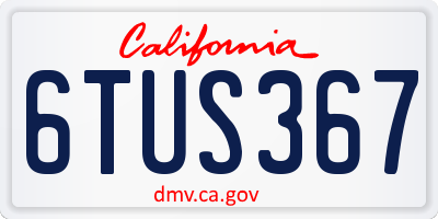 CA license plate 6TUS367
