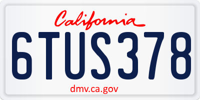 CA license plate 6TUS378