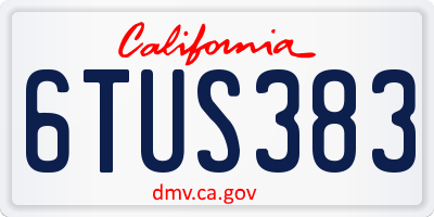 CA license plate 6TUS383
