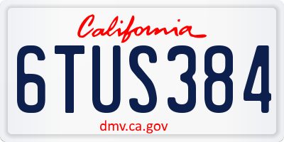 CA license plate 6TUS384