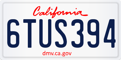 CA license plate 6TUS394