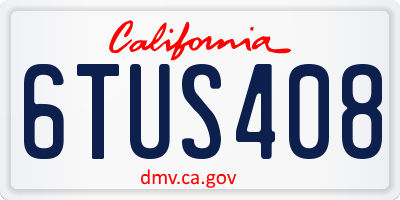 CA license plate 6TUS408