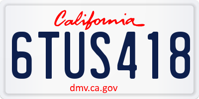 CA license plate 6TUS418