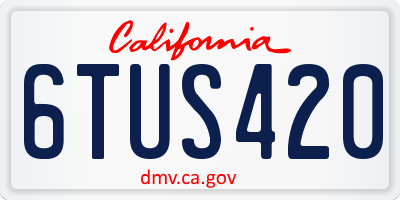 CA license plate 6TUS420