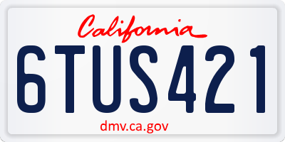 CA license plate 6TUS421