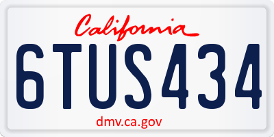 CA license plate 6TUS434