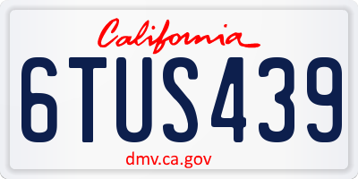 CA license plate 6TUS439