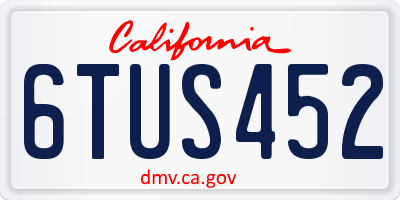 CA license plate 6TUS452