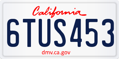 CA license plate 6TUS453