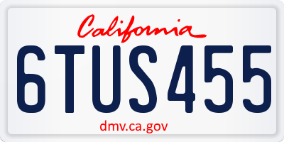 CA license plate 6TUS455
