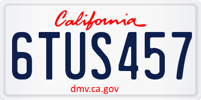CA license plate 6TUS457