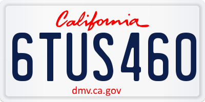 CA license plate 6TUS460