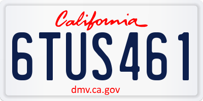 CA license plate 6TUS461