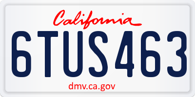 CA license plate 6TUS463