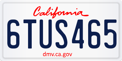 CA license plate 6TUS465