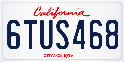 CA license plate 6TUS468