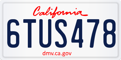 CA license plate 6TUS478
