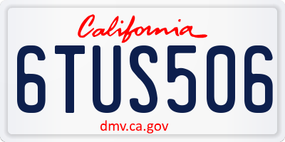 CA license plate 6TUS506