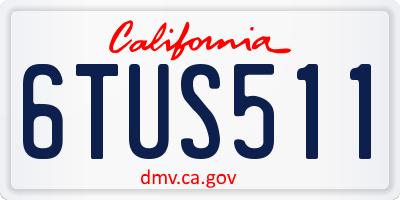 CA license plate 6TUS511