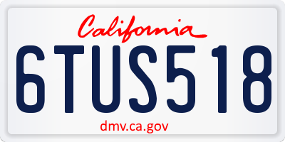 CA license plate 6TUS518