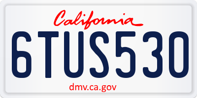 CA license plate 6TUS530