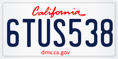 CA license plate 6TUS538