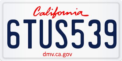 CA license plate 6TUS539