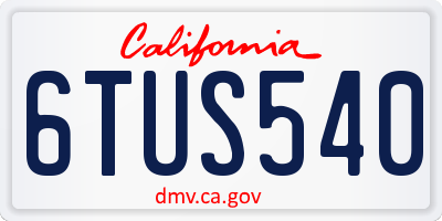 CA license plate 6TUS540