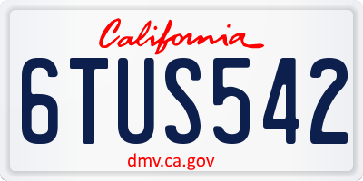 CA license plate 6TUS542