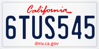 CA license plate 6TUS545