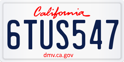 CA license plate 6TUS547