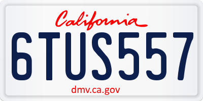 CA license plate 6TUS557
