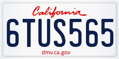 CA license plate 6TUS565