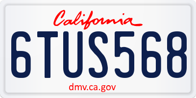CA license plate 6TUS568