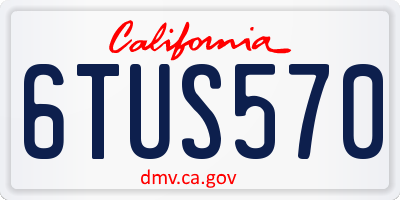 CA license plate 6TUS570