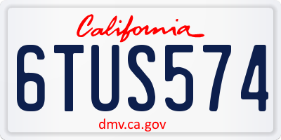 CA license plate 6TUS574