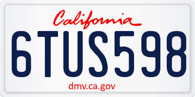CA license plate 6TUS598