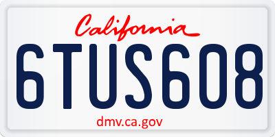CA license plate 6TUS608