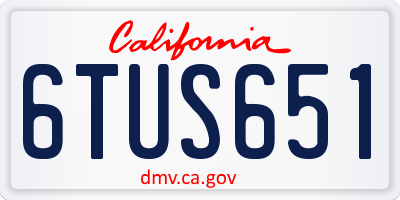 CA license plate 6TUS651