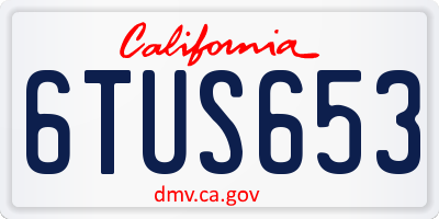 CA license plate 6TUS653