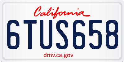 CA license plate 6TUS658