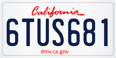 CA license plate 6TUS681