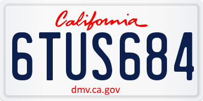 CA license plate 6TUS684