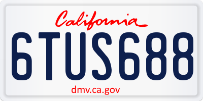 CA license plate 6TUS688