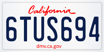 CA license plate 6TUS694