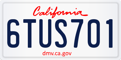 CA license plate 6TUS701