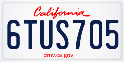 CA license plate 6TUS705