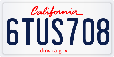CA license plate 6TUS708